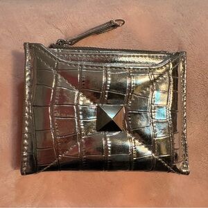 Silver Crocodile-Embossed Women's Wallet